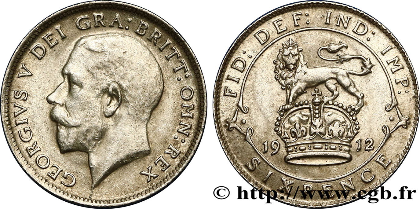 VEREINIGTEN KÖNIGREICH 6 Pence Georges V 1912  VZ 