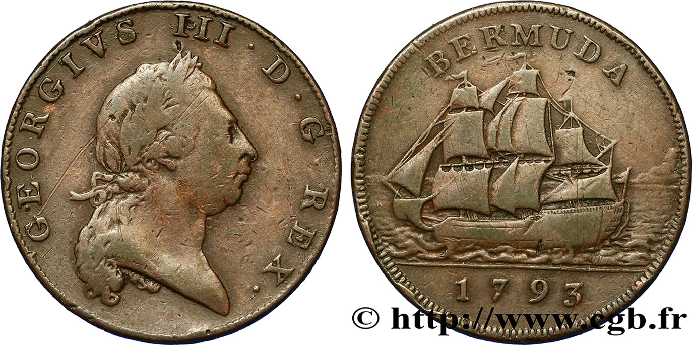 BERMUDES 1 Penny Georges III 1793  TB 