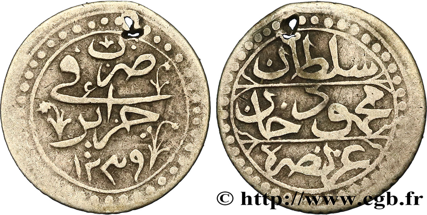 ALGERIA 1/8 Budju au nom de Mahmud II an 1239 1823  VF 