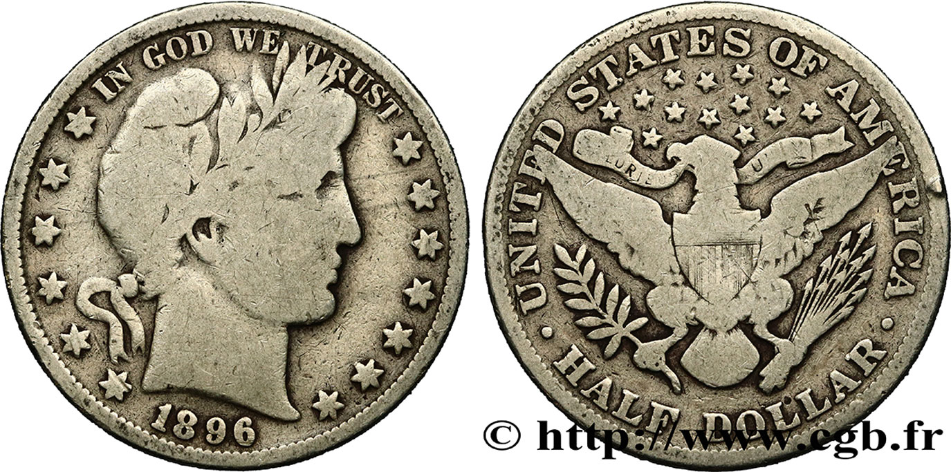 UNITED STATES OF AMERICA 1/2 Dollar Barber 1896 Philadelphie VF 