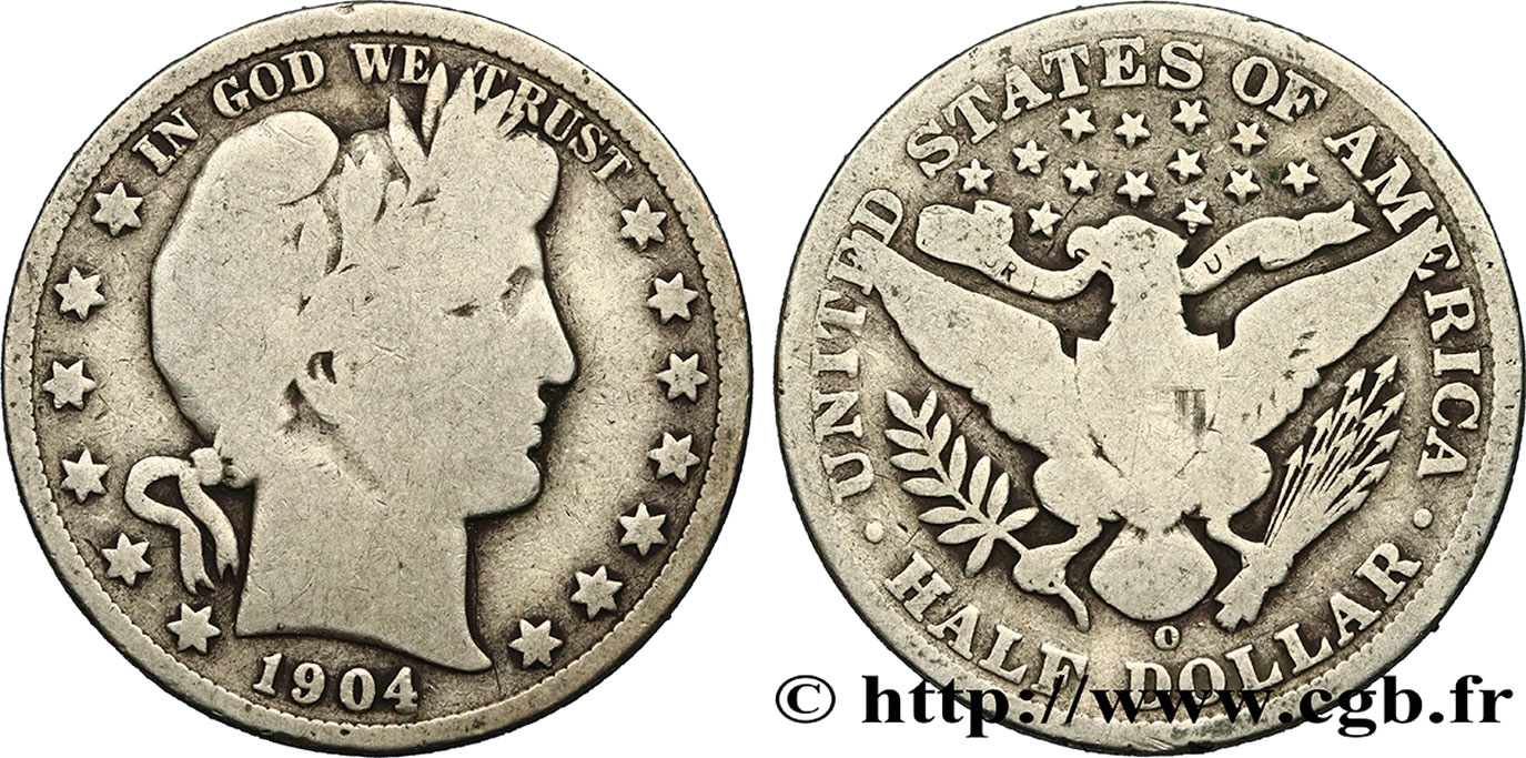 STATI UNITI D AMERICA 1/2 Dollar Barber 1904 Nouvelle-Orléans - O q.MB 