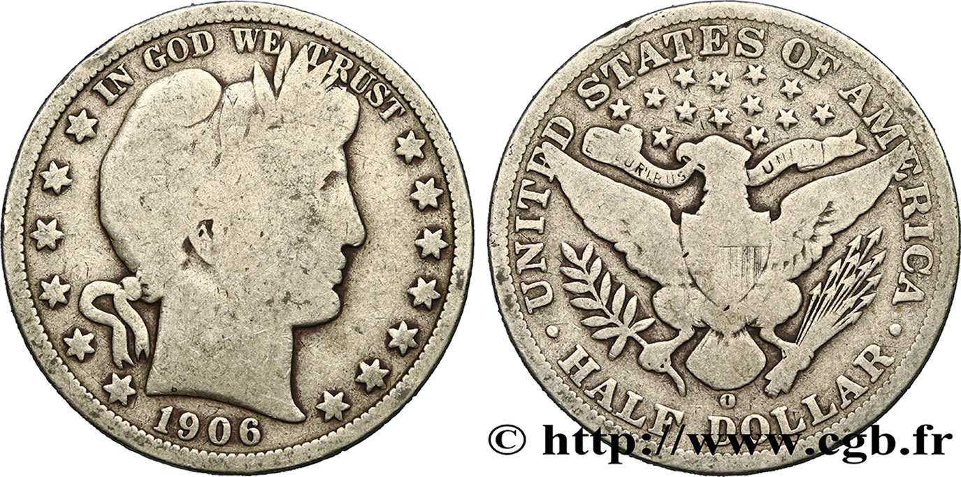 STATI UNITI D AMERICA 1/2 Dollar Barber 1906 Nouvelle-Orléans - O q.MB 