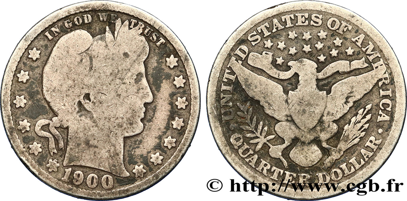 UNITED STATES OF AMERICA 1/4 Dollar Barber 1900 Philadelphie F 