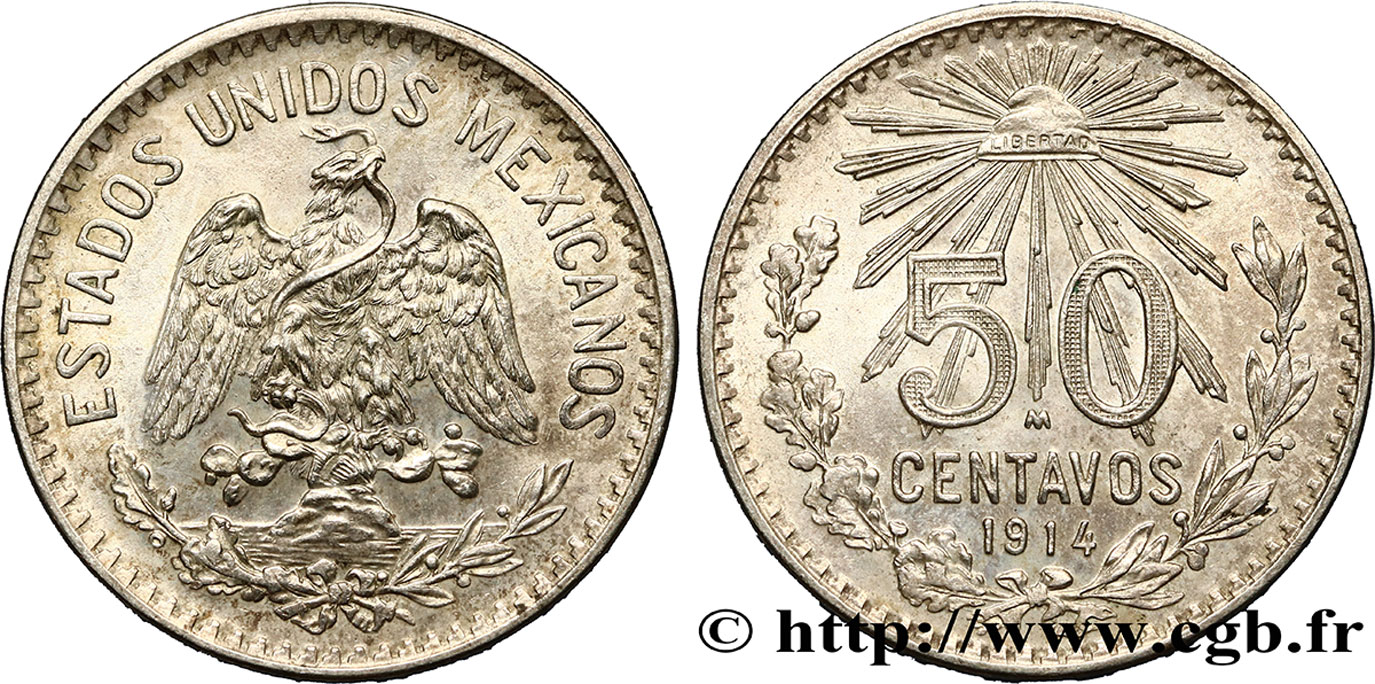 MESSICO 50 Centavos 1914 Mexico SPL 