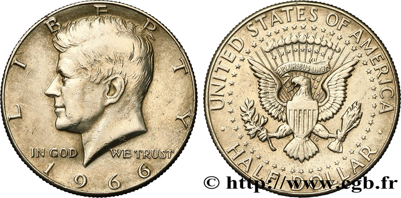 STATI UNITI D AMERICA 1/2 Dollar Kennedy 1966 Philadelphie SPL 
