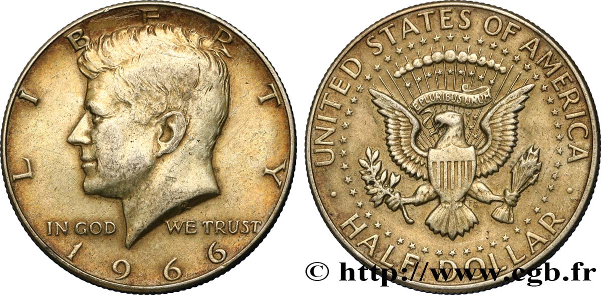 ÉTATS-UNIS D AMÉRIQUE 1/2 Dollar Kennedy 1966 Philadelphie TTB+ 