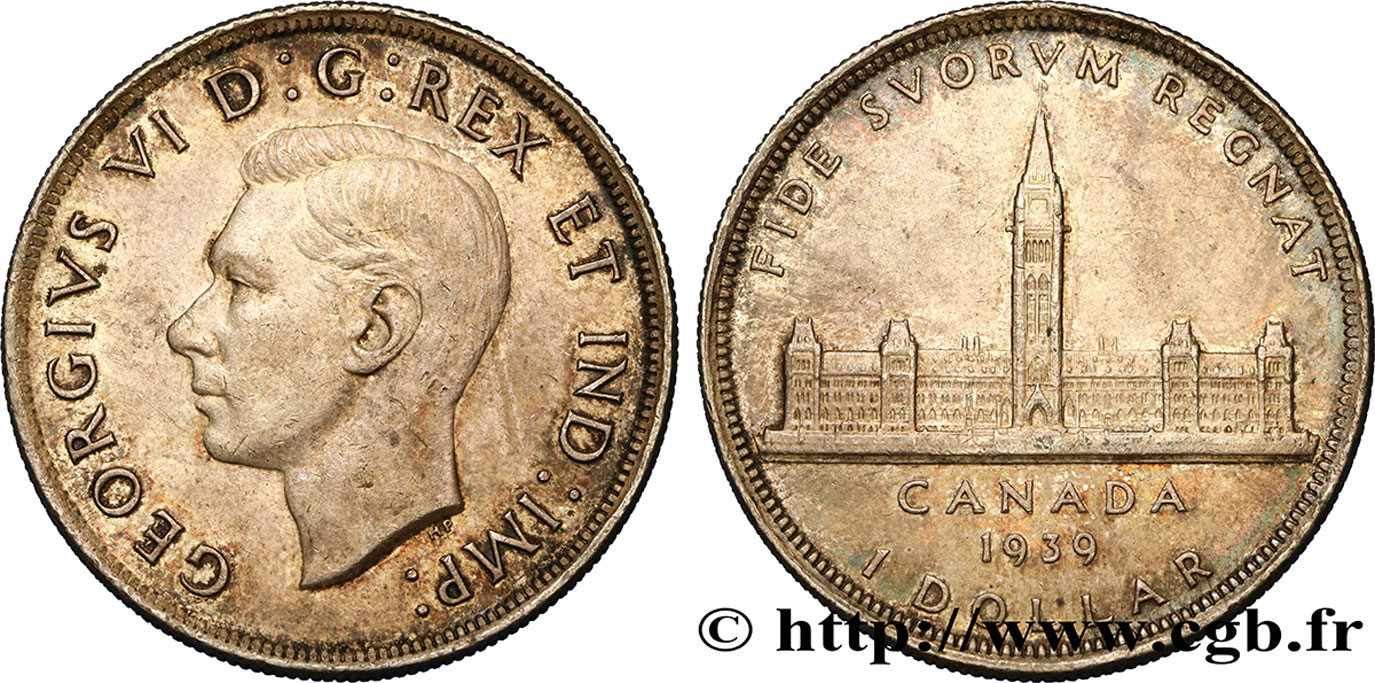 KANADA 1 Dollar Georges VI - visite royale au parlement 1939  fVZ 