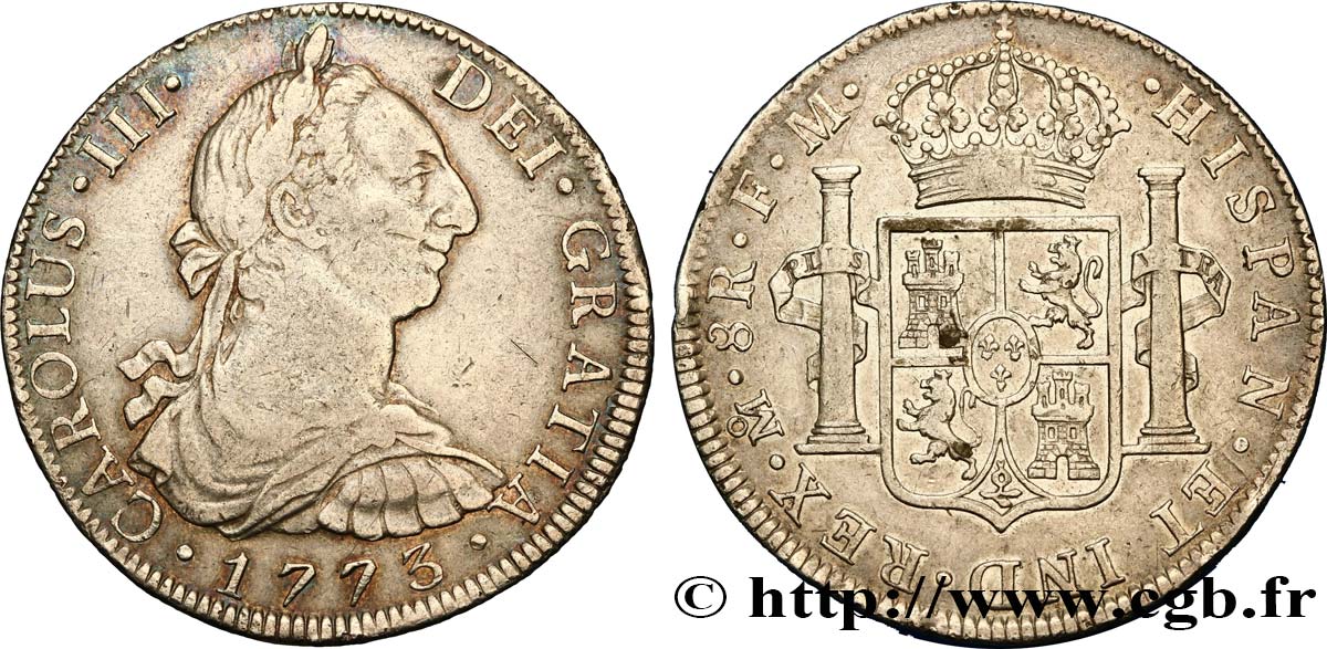 MEXICO 8 Reales Charles III 1773 Mexico VF 