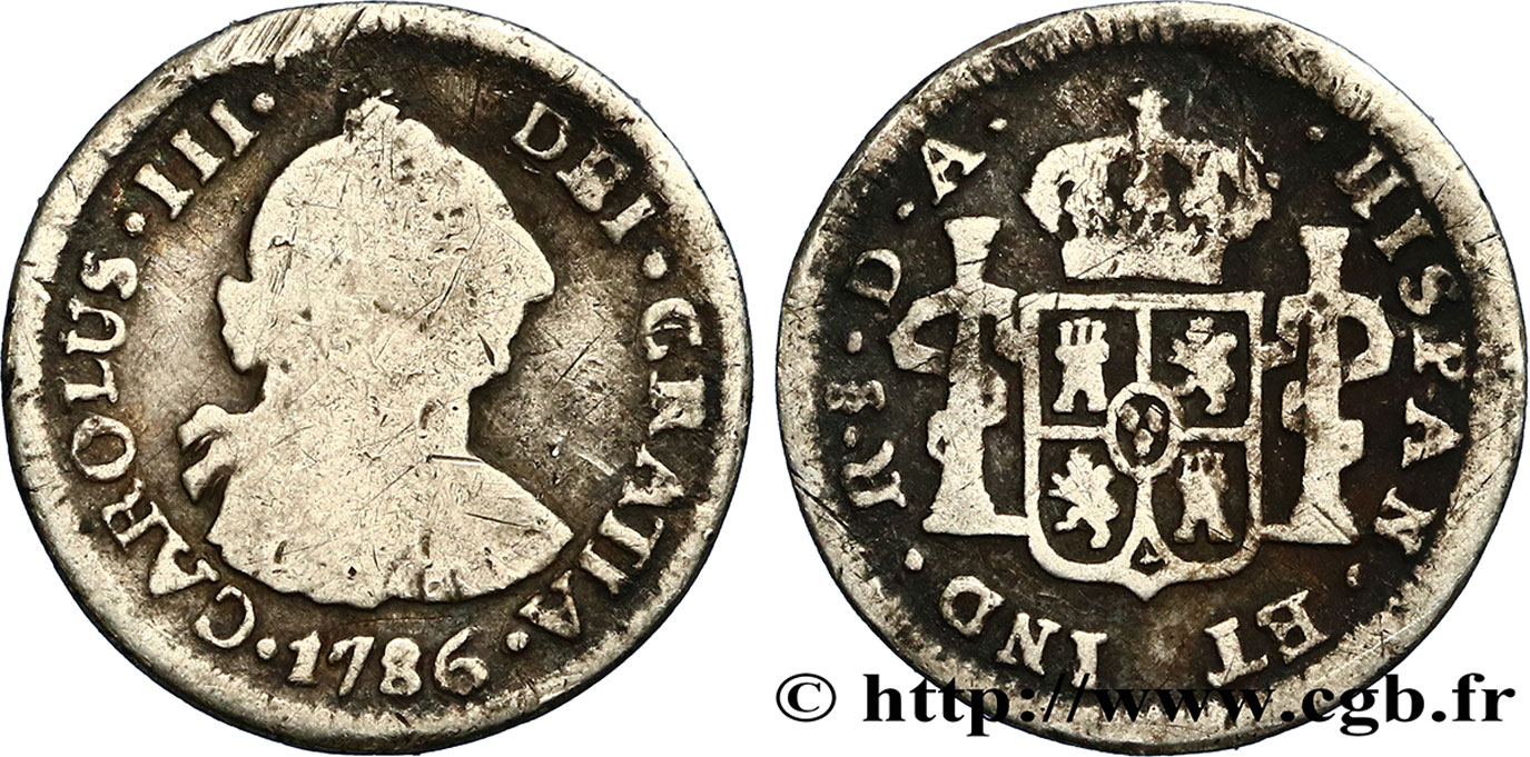 CHILE
 1/2 Real Charles III 1786 Santiago fS 