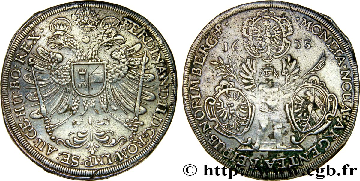 ALLEMAGNE - VILLE DE NUREMBERG - FERDINAND II Thaler 1635 Nuremberg SS 