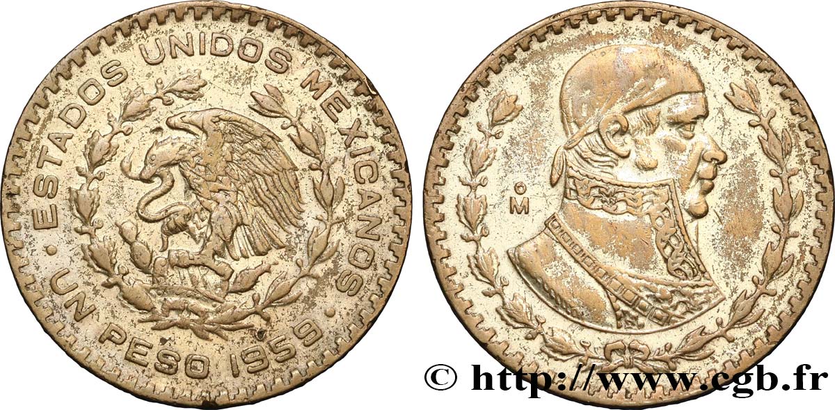 MESSICO 1 Peso Jose Morelos y Pavon / aigle 1959 Mexico BB 