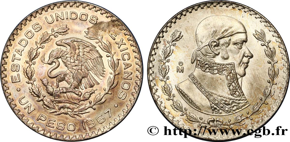 MEXIKO 1 Peso Jose Morelos y Pavon 1967 Mexico fST 