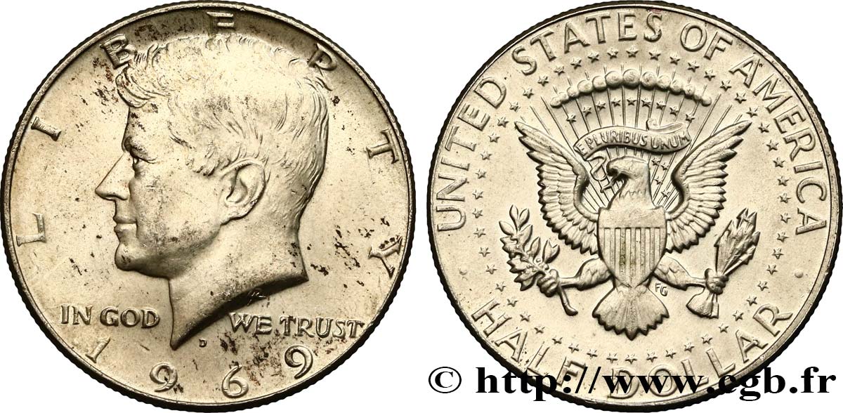 STATI UNITI D AMERICA 1/2 Dollar Kennedy 1969 Denver MS 