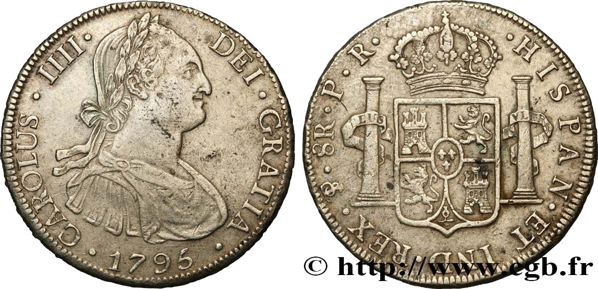 BOLIVIA 8 Reales Charles IV 1795 Potosi XF/VF 