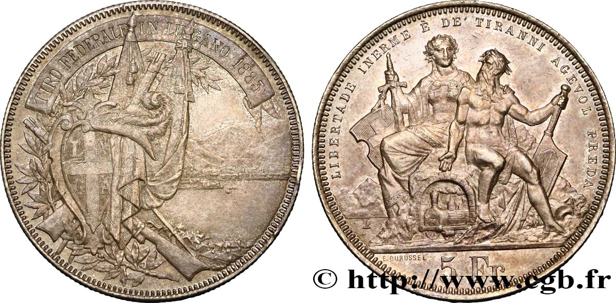 SUIZA 5 Francs, concours de Tir de Lugano 1883  EBC 