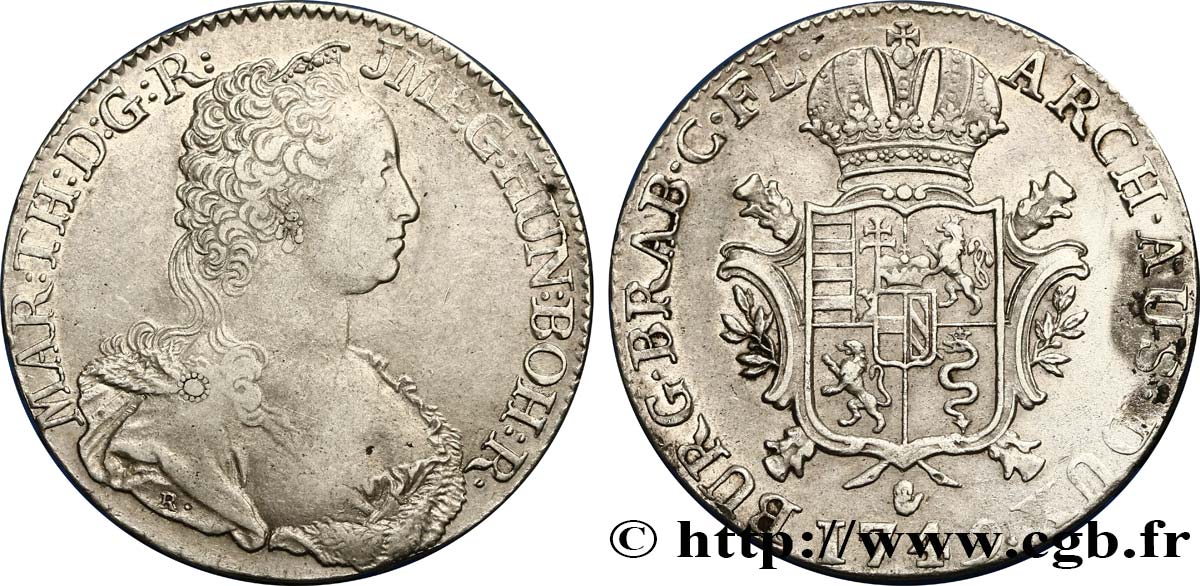 AUSTRIAN LOW COUNTRIES - DUCHY OF BRABANT - MARIE-THERESE Ducaton d argent 1749 Anvers BC+/MBC 