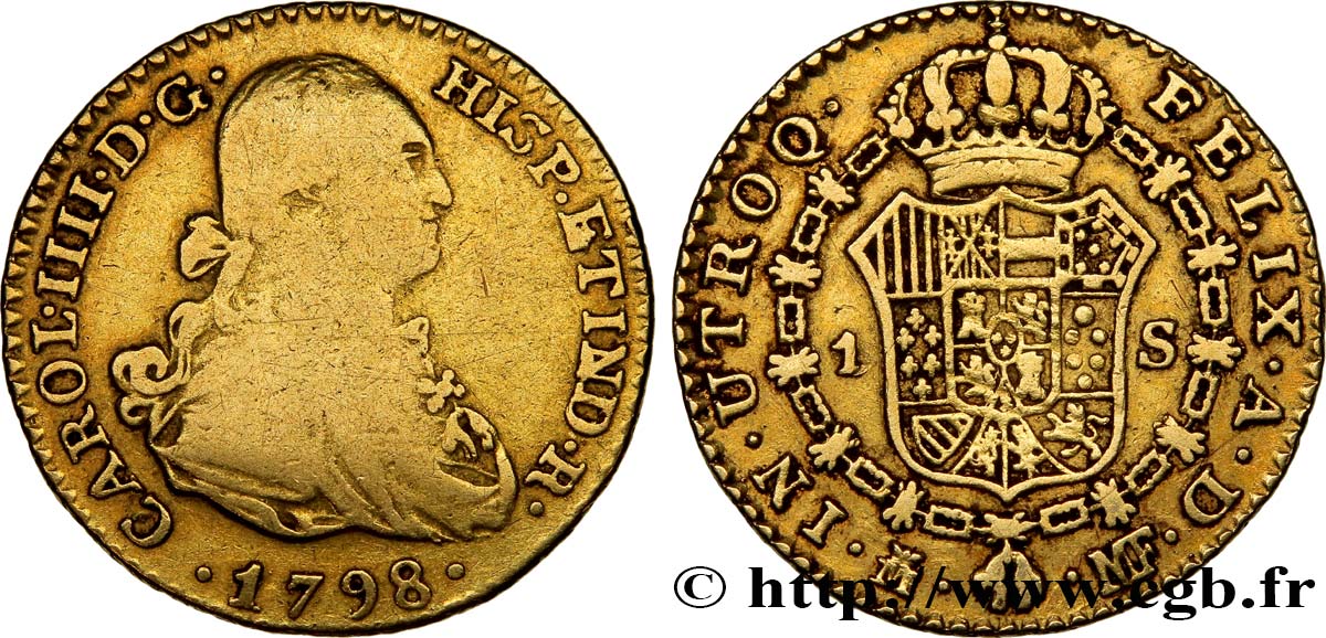 SPAIN - KINGDOM OF SPAIN - CHARLES IV Escudo 1798 Madrid VF 