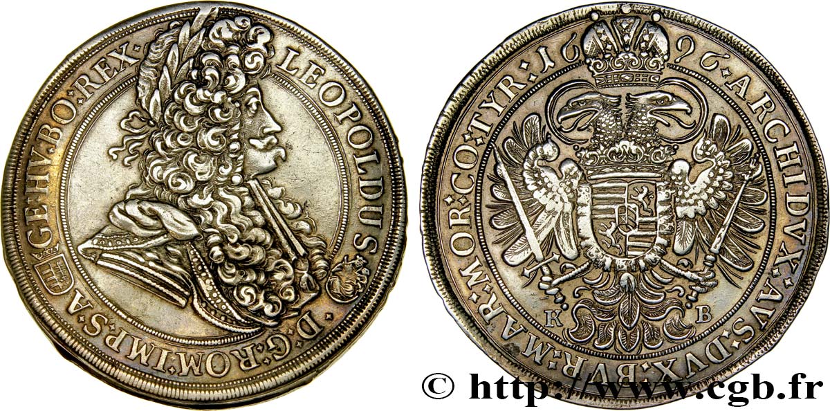 HUNGARY - KINGDOM OF HUNGARY - LEOPOLD I Thaler 1696 Kremnitz AU/AU 