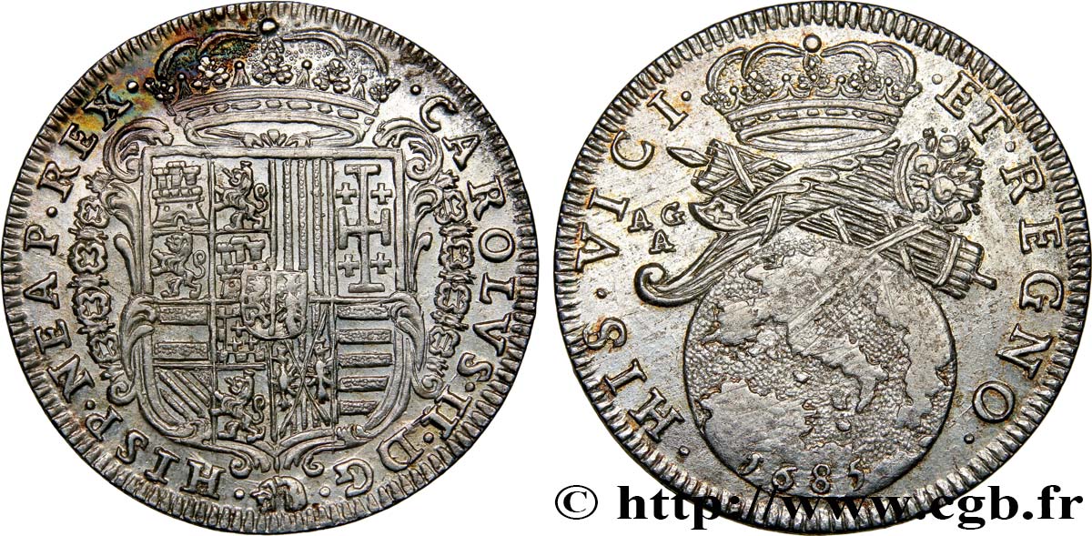 ITALY - KINGDOM OF NAPLES - CHARLES II OF SPAIN Tari 1685 Naples MS 