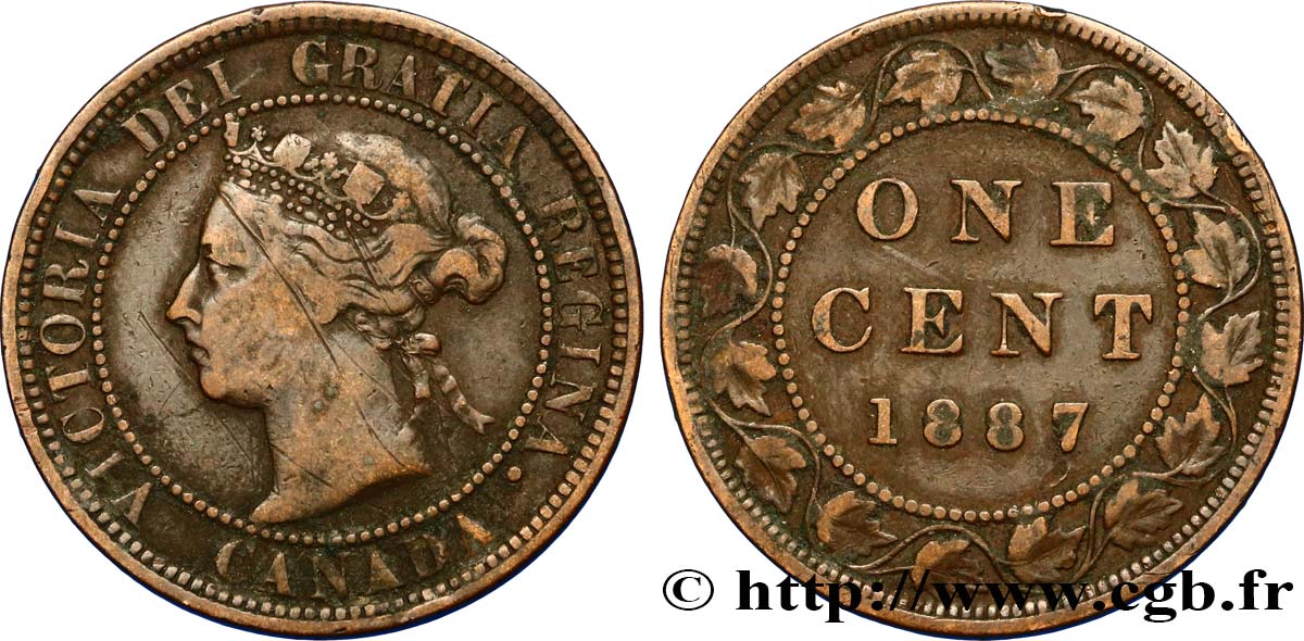 CANADA 1 Cent Victoria 1887  TB+ 