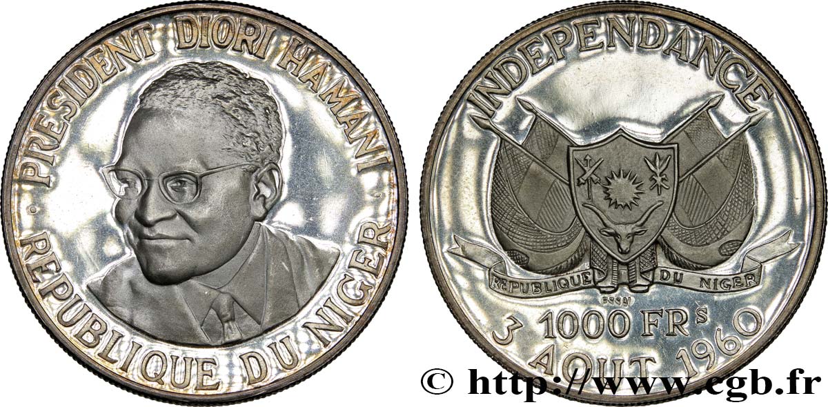 NIGER - REPUBLICA - HAMANI DIORI Essai de 1000 Francs 1960 Paris SC 