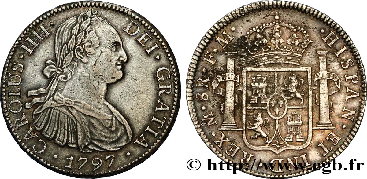 MEXICO 8 Reales Charles IV 1797 Mexico AU/AU 
