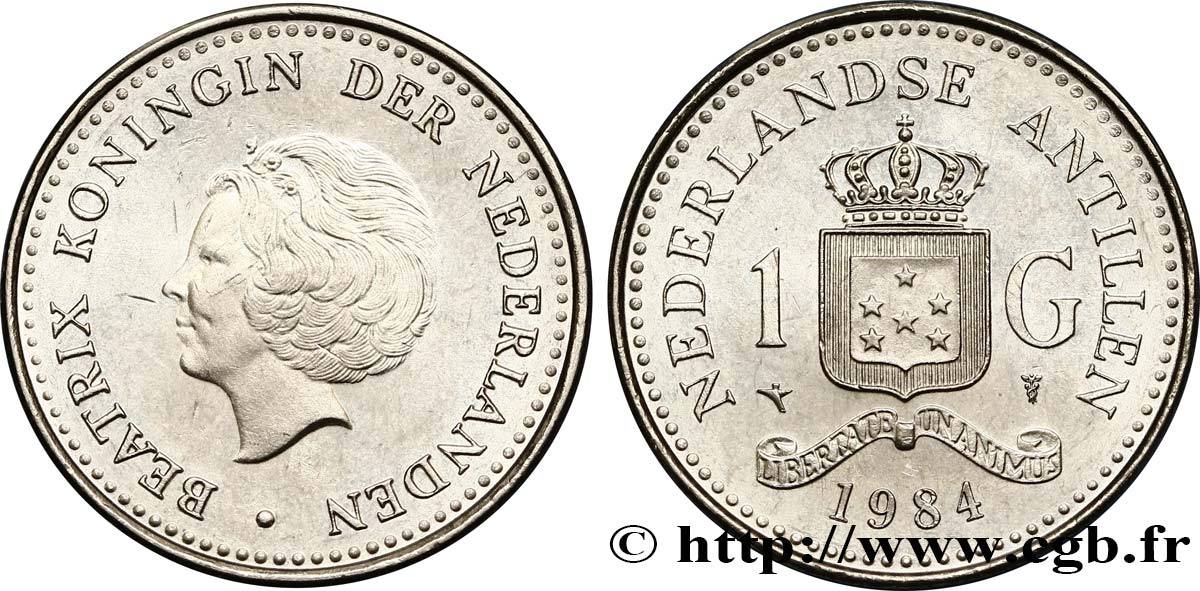 ANTILLES NÉERLANDAISES 1 Gulden reine Beatrix 1984  SPL 