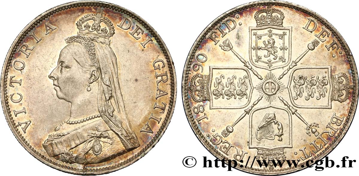 ROYAUME-UNI Double Florin Victoria 1890 Londres SUP 