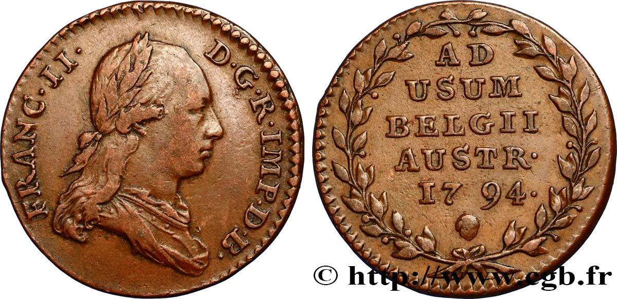 BELGIO - PAESI BASSI AUSTRIACI 2 Liards François II 1794 Bruxelles q.SPL 