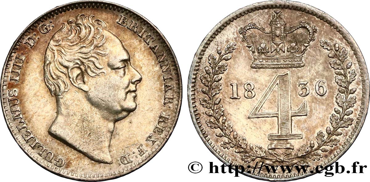 VEREINIGTEN KÖNIGREICH 4 Pence Guillaume IV 1836  fVZ/VZ 