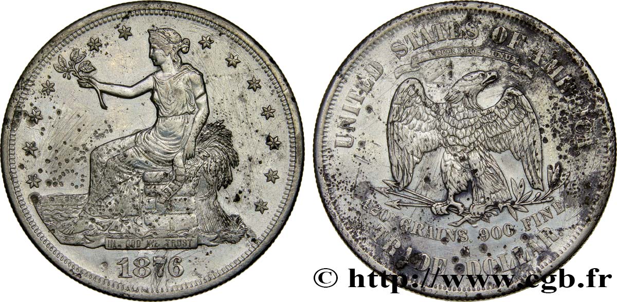 ESTADOS UNIDOS DE AMÉRICA 1 Dollar type “trade Dollar” 1876 San Francisco BC+/BC 