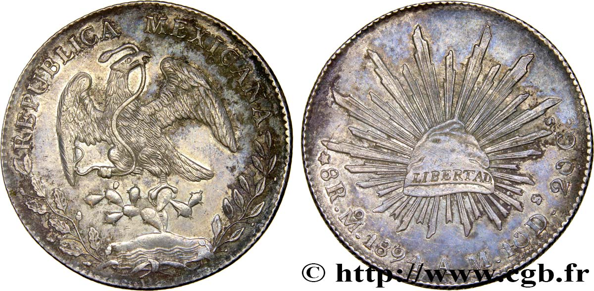 MEXICO 8 Reales 1894 Mexico AU 