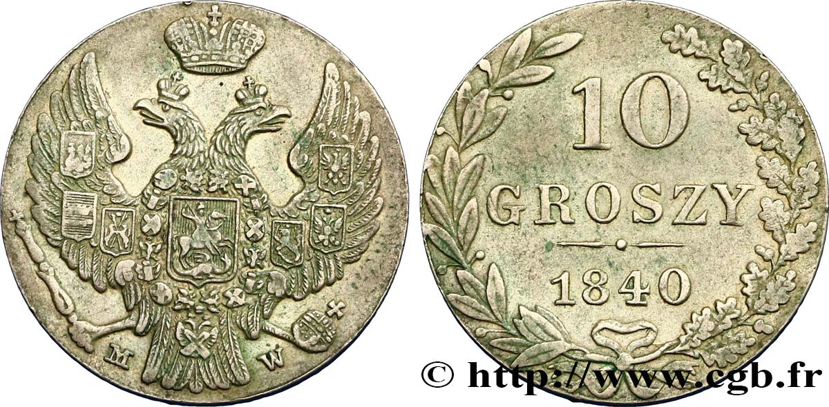 POLOGNE 10 Groszy administration russe 1840 Varsovie SUP 