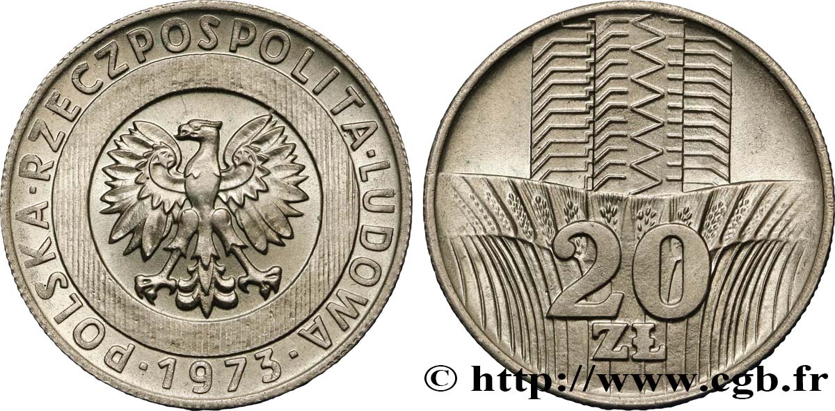 POLONIA 20 Zlotych aigle  1973 Varsovie MS 