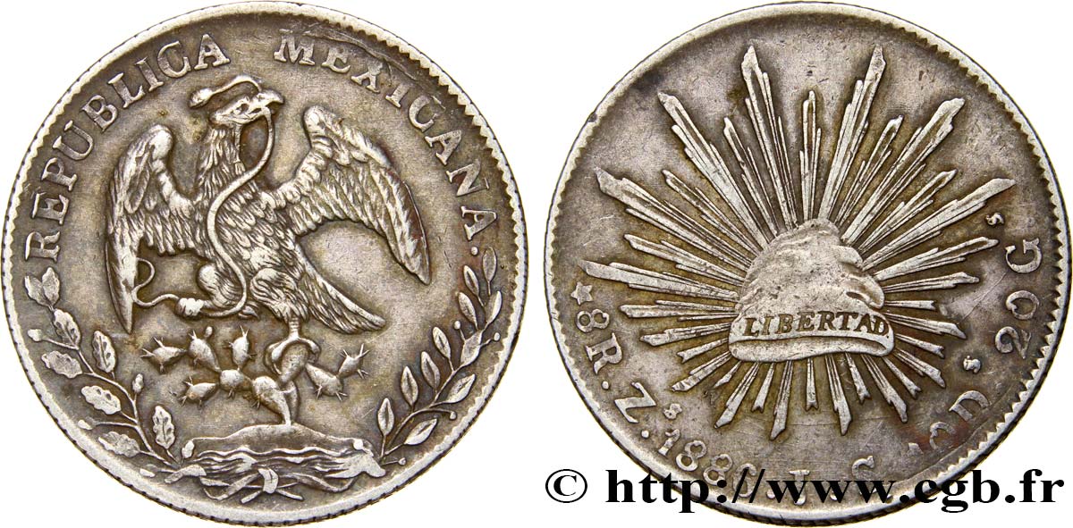 MEXICO 8 Reales 1886 Zacatecas XF 