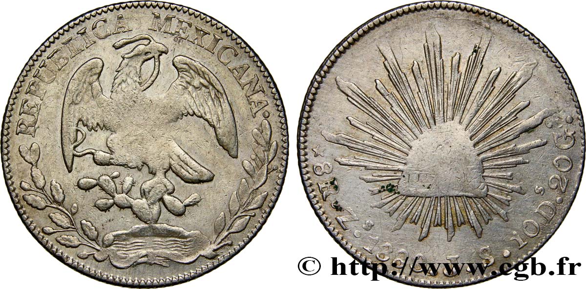 MESSICO 8 Reales 1880 Zacatecas MB 