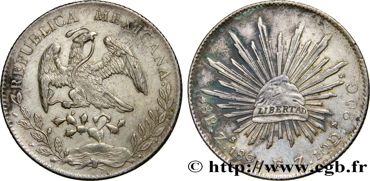 MEXIKO 8 Reales 1891 Zacatecas fVZ/SS 