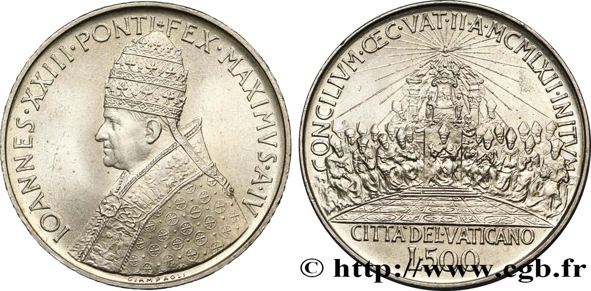 VATICAN ET ÉTATS PONTIFICAUX 500 Lire Jean XXIII an IV /  second concile du Vatican 1962 Rome SUP 