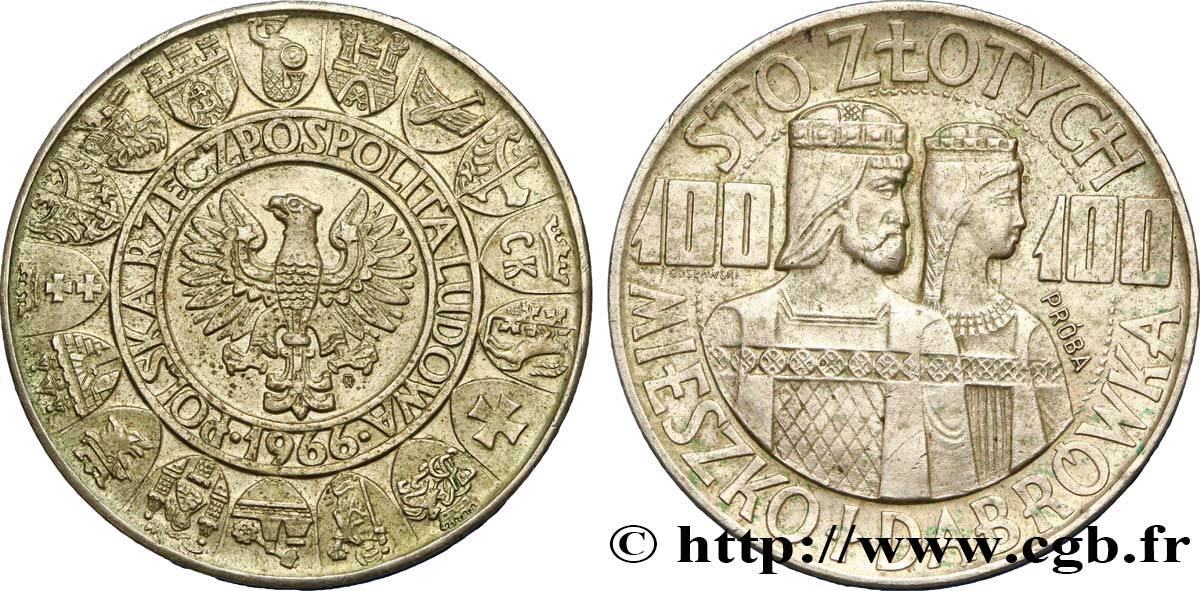 POLOGNE 100 Zlotych - 1000 ans de la Pologne 1966 Varsovie SUP 
