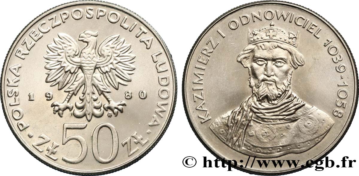 POLAND 50 Zlotych Casimir Ier (1016-1058) 1980 Varsovie MS 