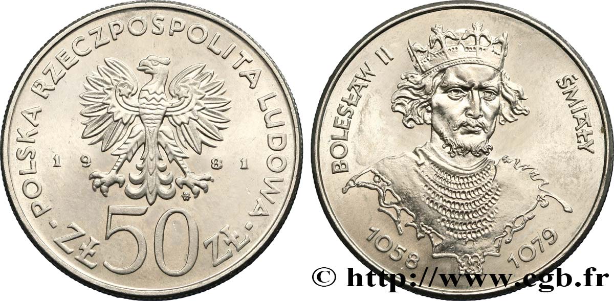 POLOGNE 50 Zlotych Boleslas II le Téméraire (1058-1079) 1981 Varsovie SPL 