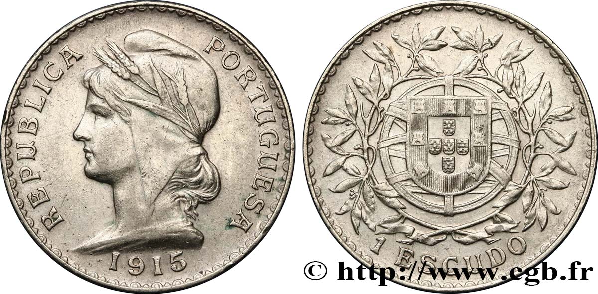 PORTUGAL 1 Escudo 1915  MBC+ 