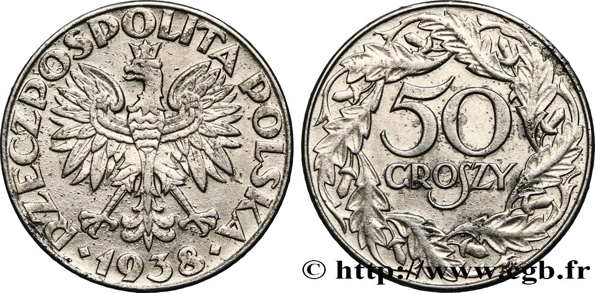 POLOGNE 50 Groszy “Gouvernement général” 1938 Varsovie TTB 