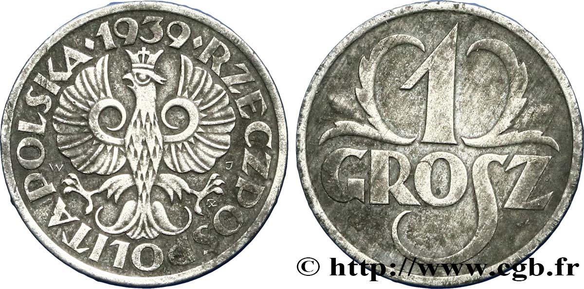 POLONIA 1 Grosz “Gouvernement général” 1939 Varsovie EBC 