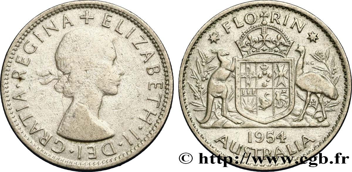 AUSTRALIE 1 Florin Elisabeth II 1954 Melbourne TB+ 
