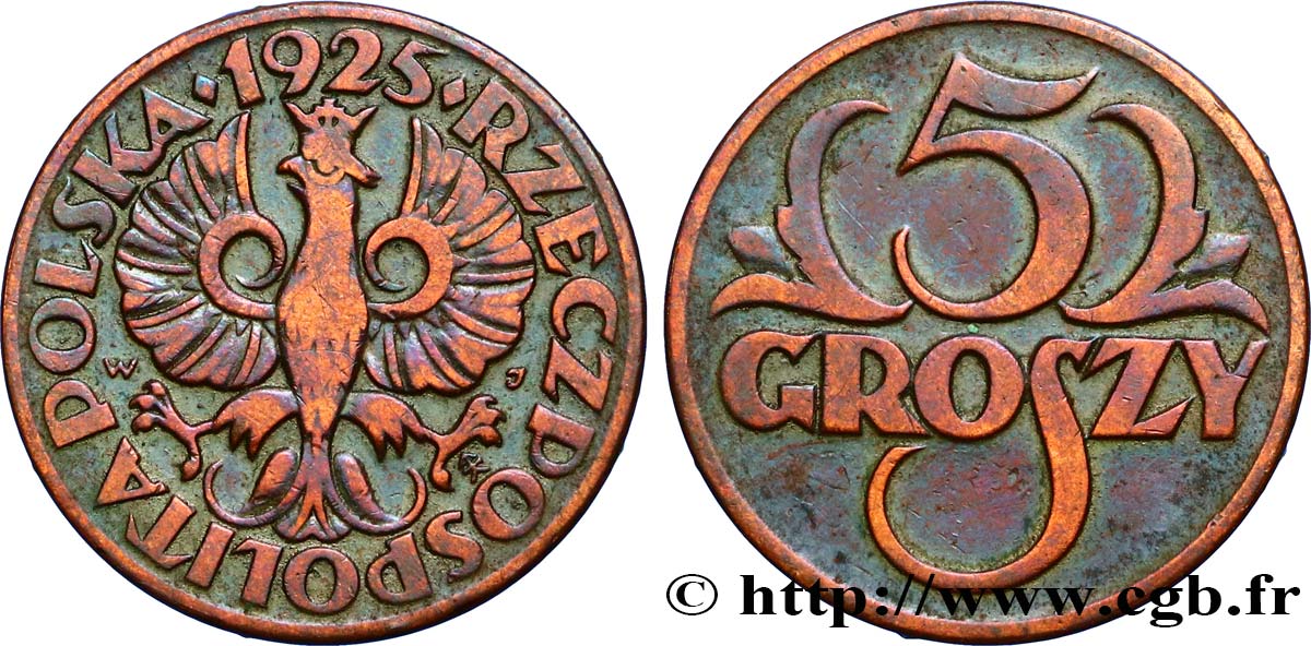 POLOGNE 5 Groszy aigle 1925 Varsovie TB+ 