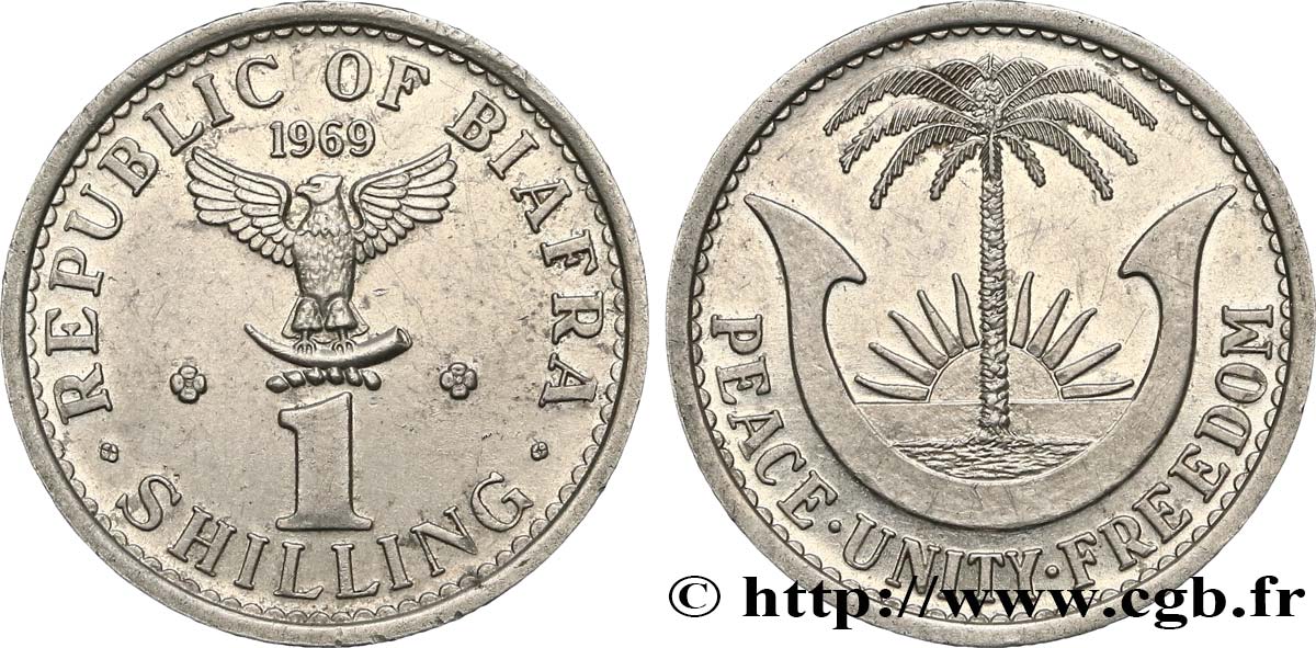 BIAFRA 1 Shilling aigle / palmier 1969  SPL 