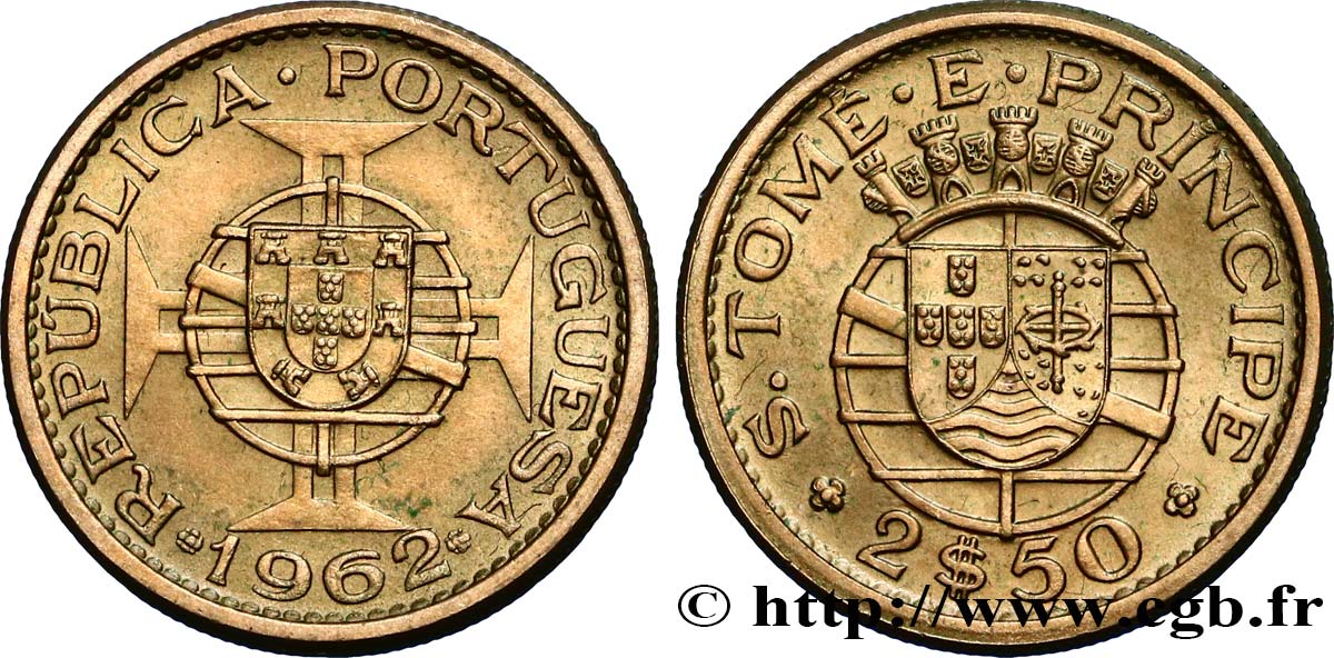 SAO TOME E PRINCIPE 2,5 Escudos colonie portugaise 1962  AU 