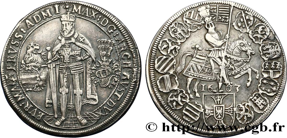 ALLEMAGNE - ORDRE TEUTONIQUE Thaler Maximilien I d Autriche  1603 Hall TTB+ 