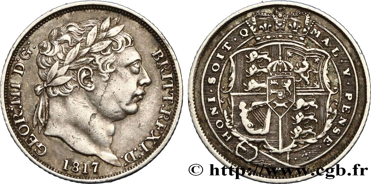 REINO UNIDO 6 Pence Georges III 1817 Londres EBC 